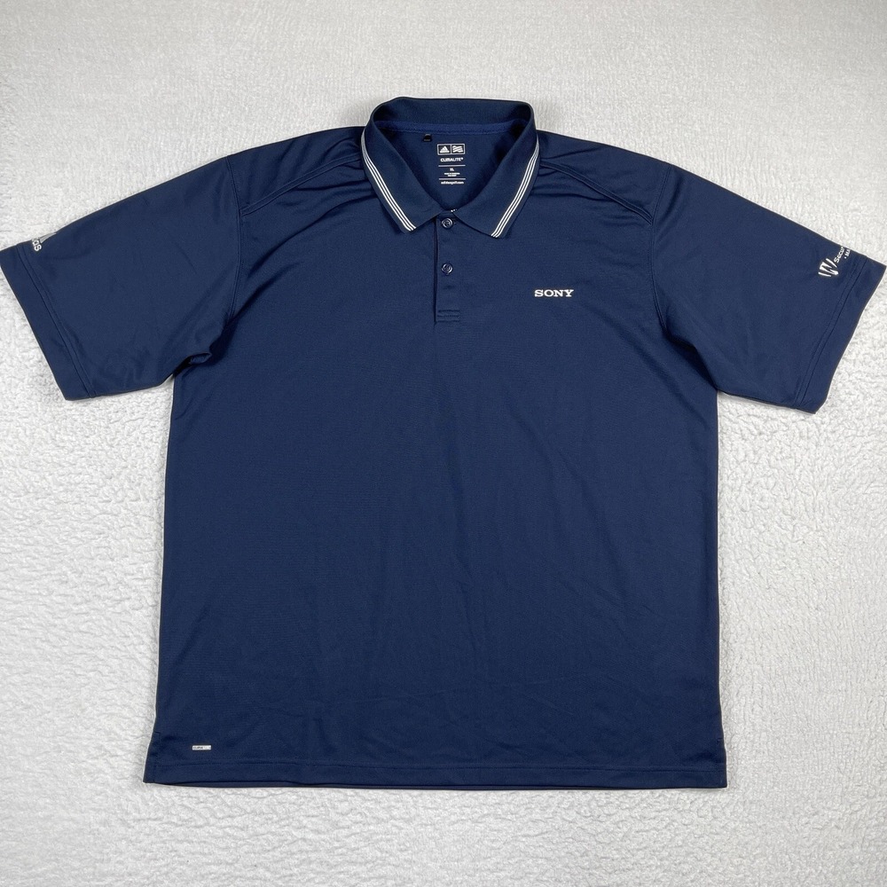 Adidas Polo Shirt Mens XL‎ Blue Casual Workwear Travel Vacation Golf Electronics